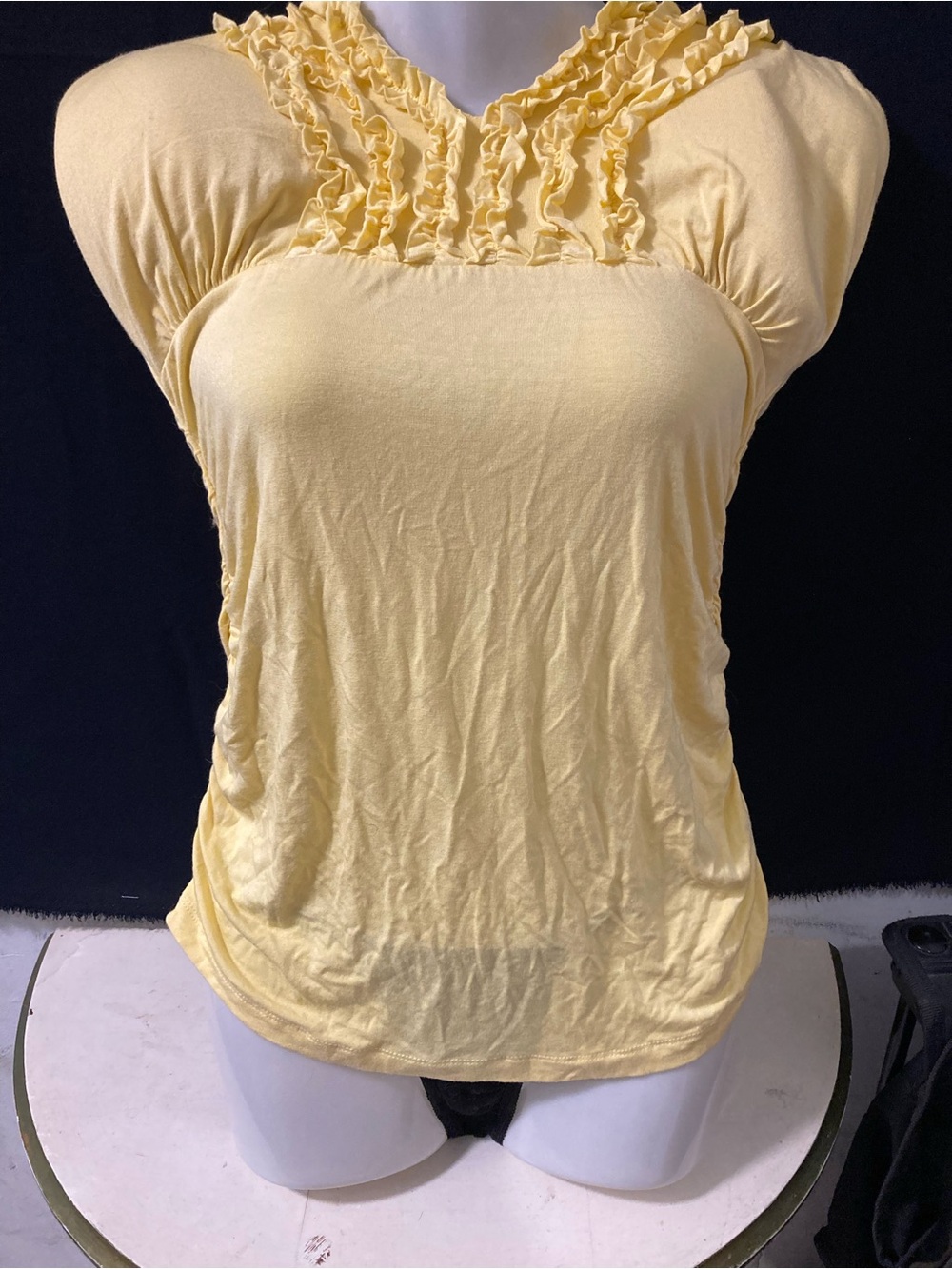 Magazine Yellow Halter Mini Dress Large Deep V